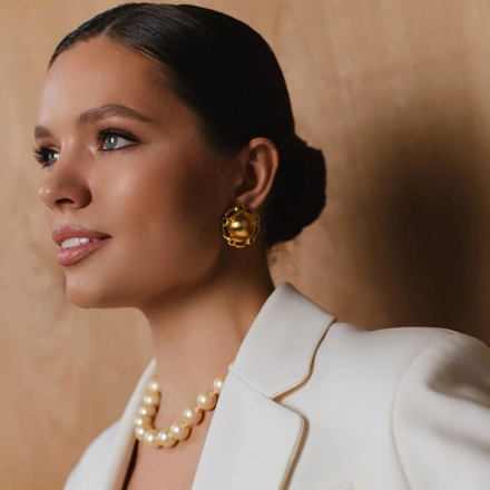 Anne Klein винтажные клипсы крупные матовые золотистые