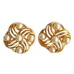 Napier серьги клипсы резные с жемчугом
