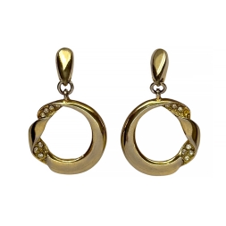 Антикварные серьги с кольцом приглушенная позолота 1950-е