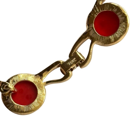 Trifari редкое винтажное колье с крупными красными кабошонами