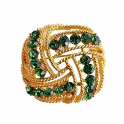 Lisner брошь с изумрудными австрийскими кристаллами