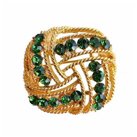 Lisner брошь с изумрудными австрийскими кристаллами
