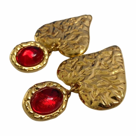 Avon редкие винтажные серьги сердца с красным люцитом 1993 год