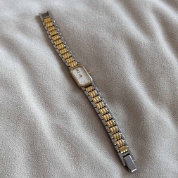 Seiko японские винтажные часы с биколорным браслетом и белым циферблатом