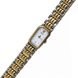 Seiko японские винтажные часы с биколорным браслетом и белым циферблатом