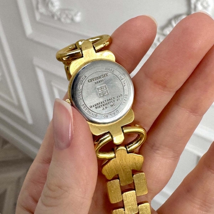 Givenchy винтажные позолоченные часы с браслетом цепью