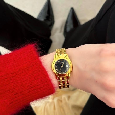 Gucci 5400l винтажные женские часы с черным циферблатом