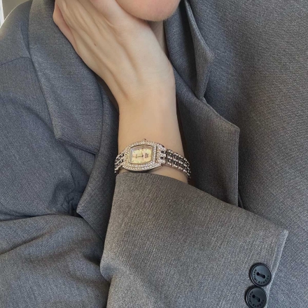 Nolan Miller винтажные часы серебристые с кристаллами новые NOS