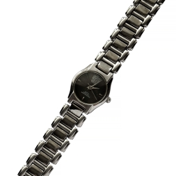 Paolo Gucci винтажные часы с серебристым браслетом и черным циферблатом