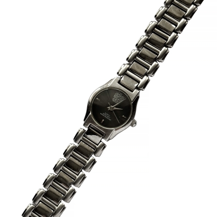 Paolo Gucci винтажные часы с серебристым браслетом и черным циферблатом